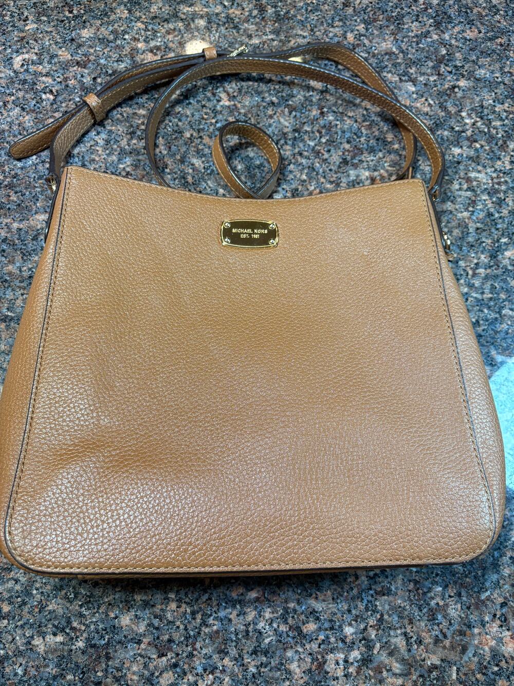 Michael Kors Jet Set Travel Camel Saffiano Leather Crossbody